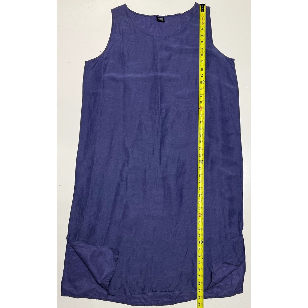 Eileen Fisher Woman Linen Silk Blend Sleeveless Shift Dress Purple Plus Size